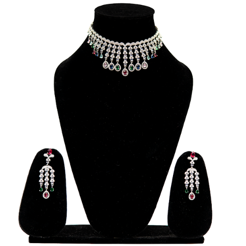 Traditional Stone Necklace with Earrings Set for Women
